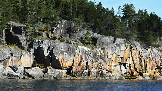 Breton Island rock climbs, Quadra Island BC