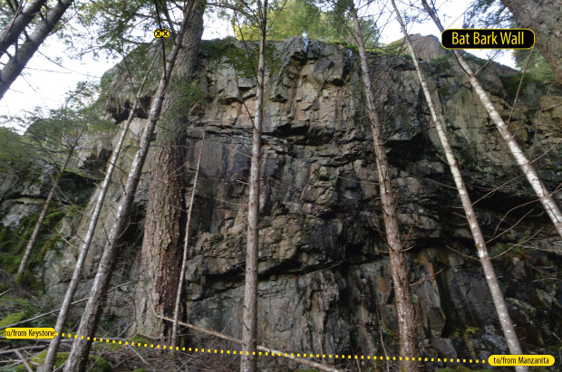 Bat Bark Wall, rock climbing Quadra Island, BC