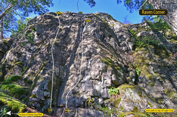 Raven Corner, Eagle Crag, rock climbing Quadra Island, BC