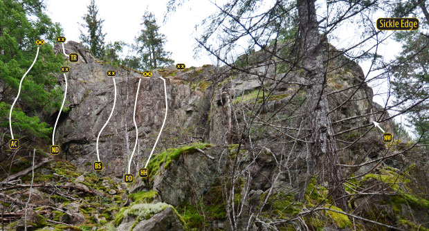 Sickle Wall, rock climbing Quadra Island, BC
