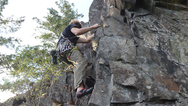 Rock climbing on Chinese Mountains Quadra Island, BC