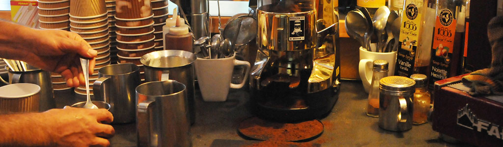 fresh locally roasted coffee at Aroma Cafe, Quadra Island, BC